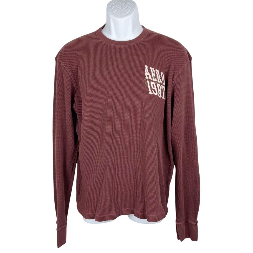 Aeropostale Sweater Men Extra Large Maroon Pullover Waffle Knit Aero 1987